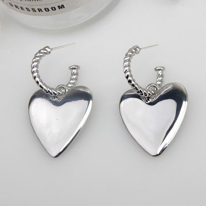 Fashion Metallic Love Heart Earrings