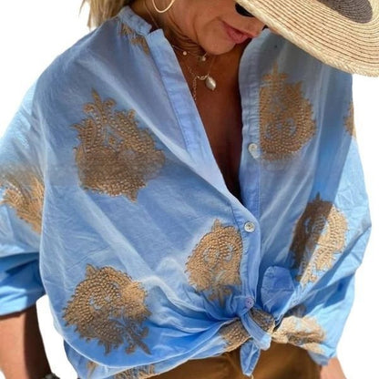 Fashion Printed Lapel Button Shirt