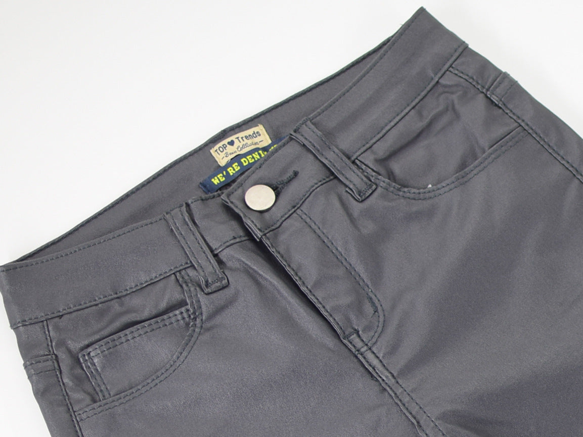 Fashion Body Leather Denim Pants
