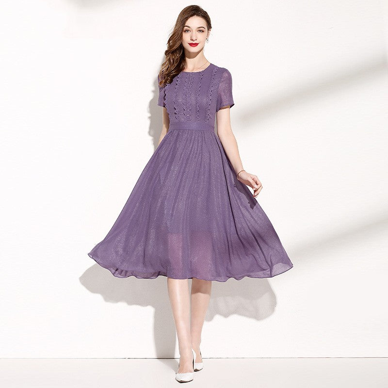 Fashion Lace Patchwork Purple Dress