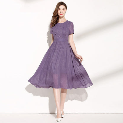 Fashion Lace Patchwork Purple Dress