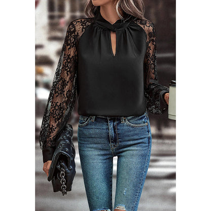 Fashion Lace Stitching Long-Sleeved Shirt
