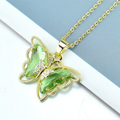 Fashion Butterfly Crystal Zircon Necklace