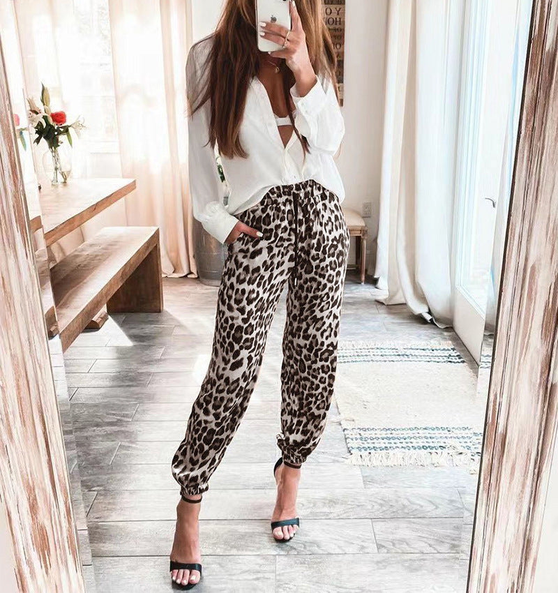 Fashion Leopard Elastic Waist Pants