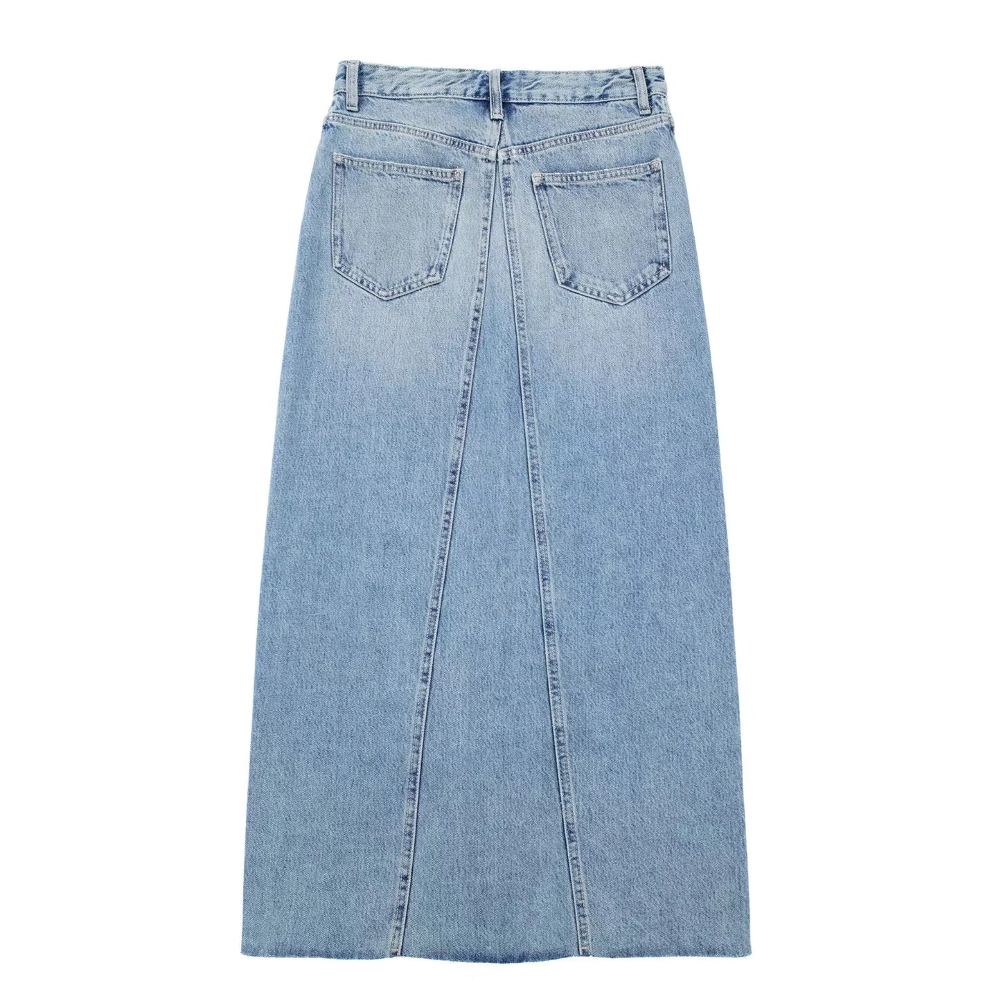 Fashion Diagonal Patchwork Denim Skirt