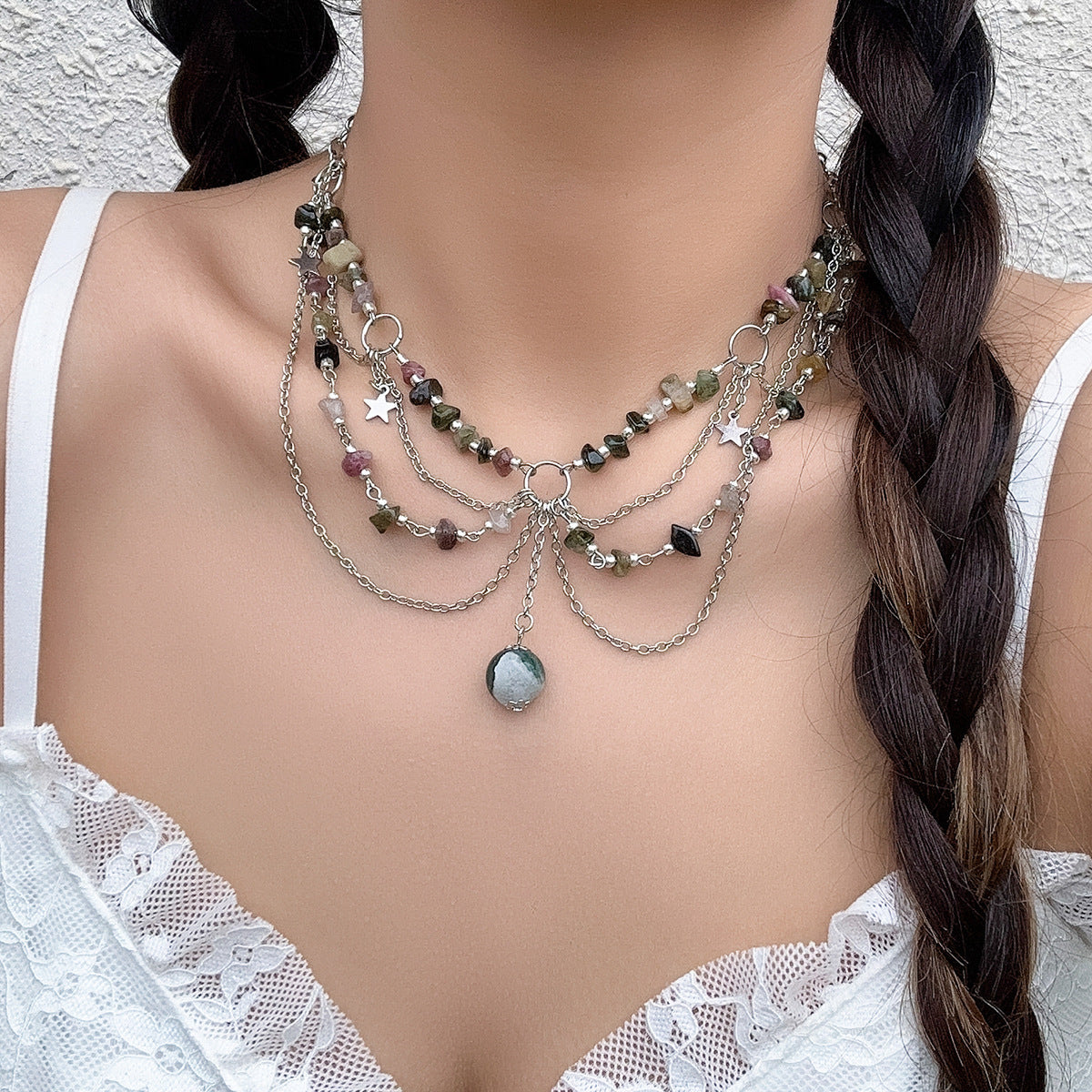Fashion Beaded Butterfly Wind Dopamine Necklace