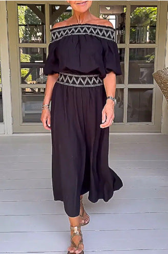 Fashion Off-shoulder Wide-leg Jumpsuit