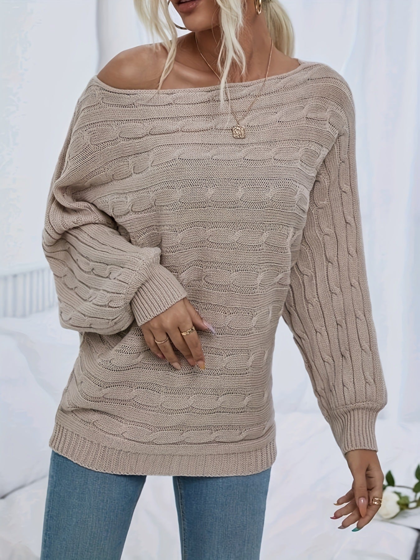Fashion Off-Neck Pullover Sweater