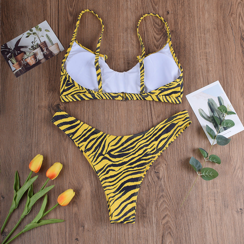 Fashion Tube top tiger print swimwear