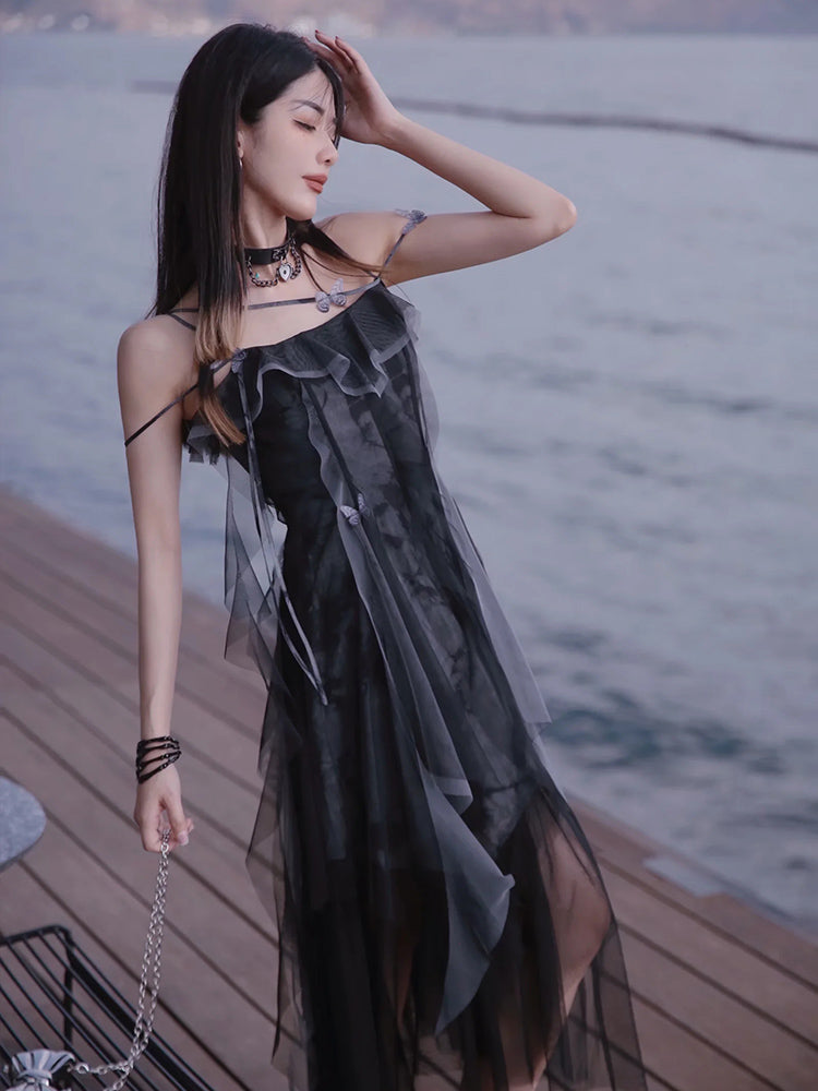 Fashion Irregular French Strap Dress