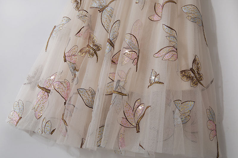 Fashion Golden Silk Retro Lace Dragonfly Skirt