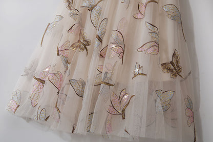 Fashion Golden Silk Retro Lace Dragonfly Skirt