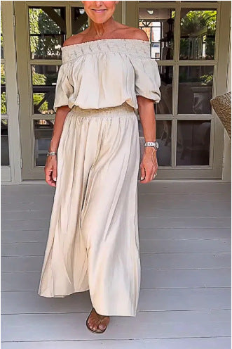 Fashion Off-shoulder Wide-leg Jumpsuit