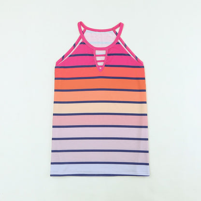 Fashion Stripes Gradient Contrast Printed Top