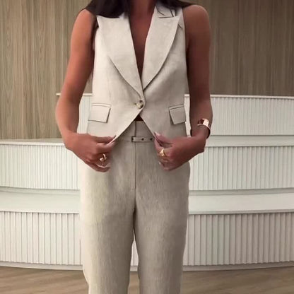 Fashion Minimalist Sleeveless Vest Pant Suit