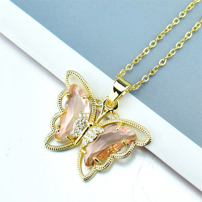 Fashion Butterfly Crystal Zircon Necklace