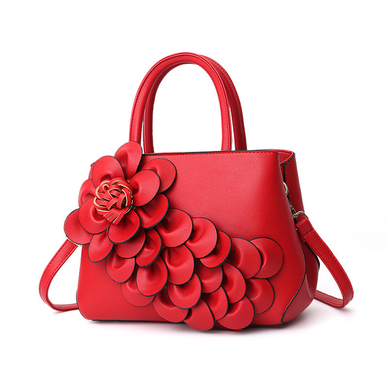 Fashion PU leather flower portable shoulder bag