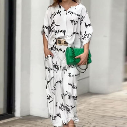 Fashion Letter Printed Pants Suit