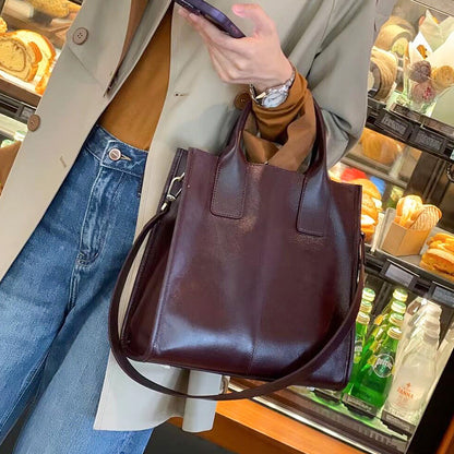 Fashion Genuine Leather Crossbody Tote Handbag