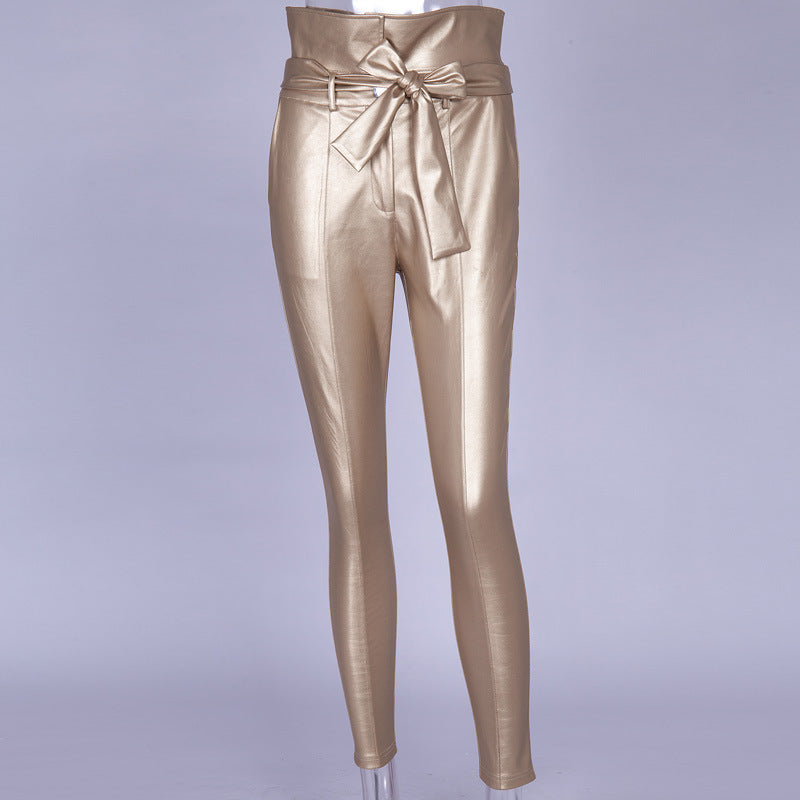 Fashion High Waist Skinny PU Leather Pants