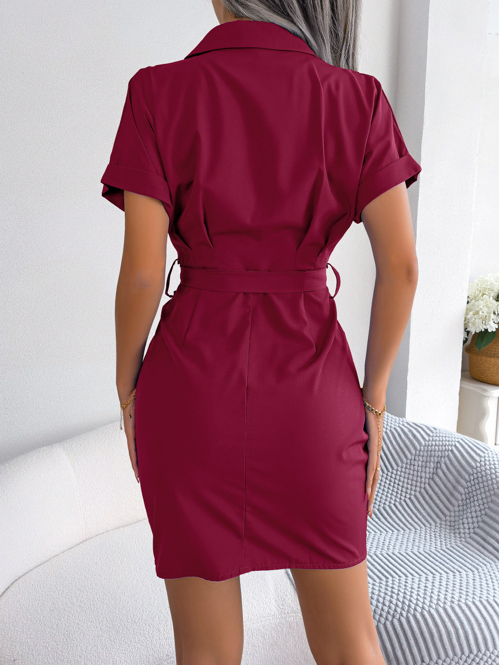 Fashion Batwing Sleeve Shirt Dress