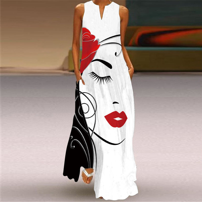 Fashion Multi-color Sleeveless Maxi Dress