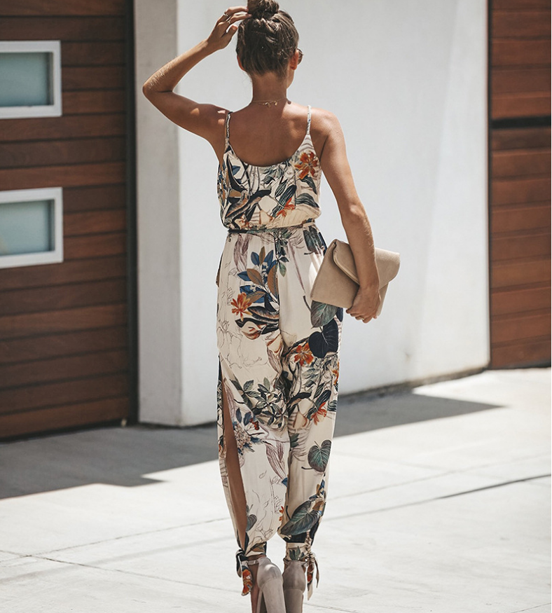 Fashion backless tether jumpsuit