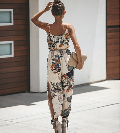 Fashion backless tether jumpsuit