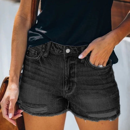 Fashion Hole Denim Shorts