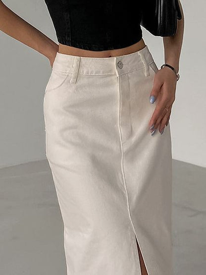 Fashion High Waist Straight Skirt