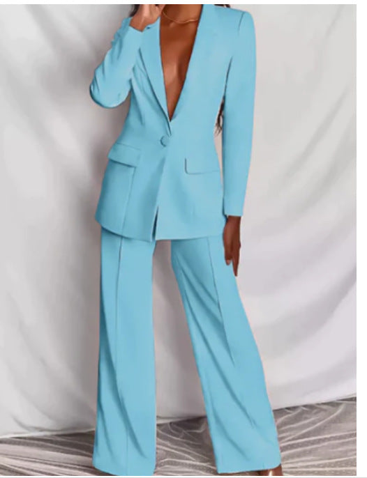 Fashion Business Long Sleeve Pants Suit