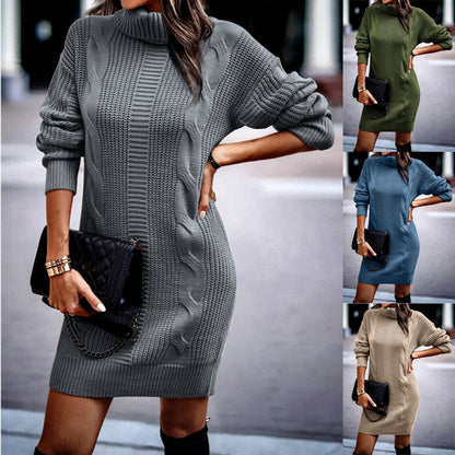 Fashion Turtleneck Narrow Sweater Dress