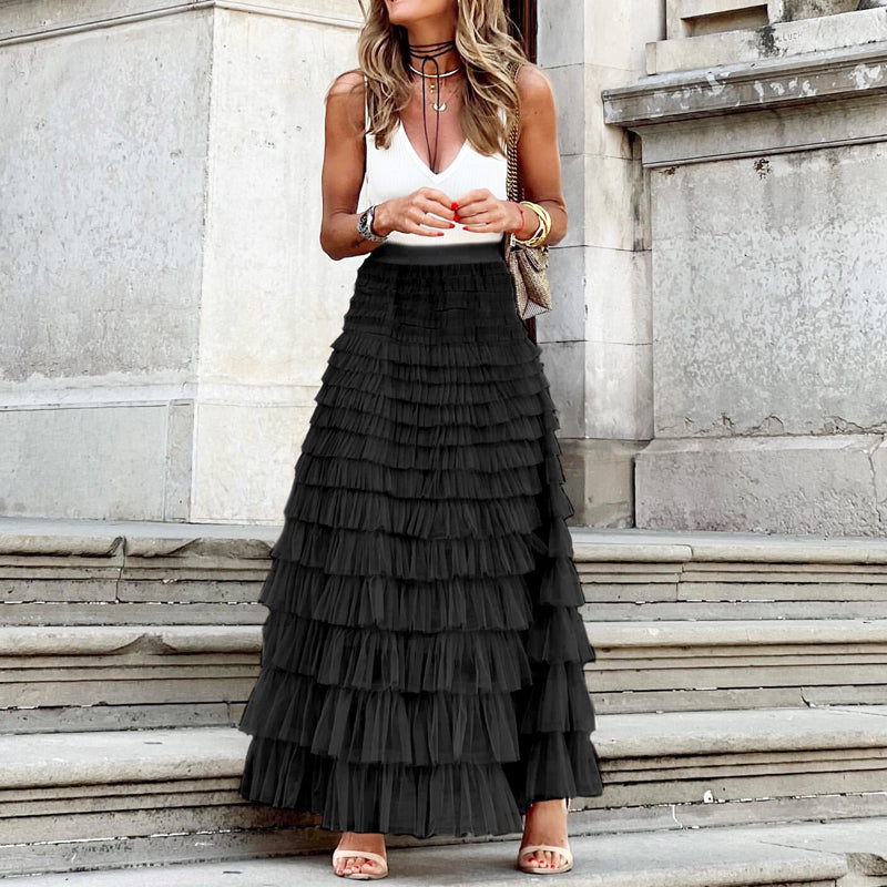 Fashion Mesh Tiered Skirt