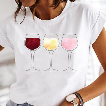 Fashion Wine Glass Printing T-Shirts