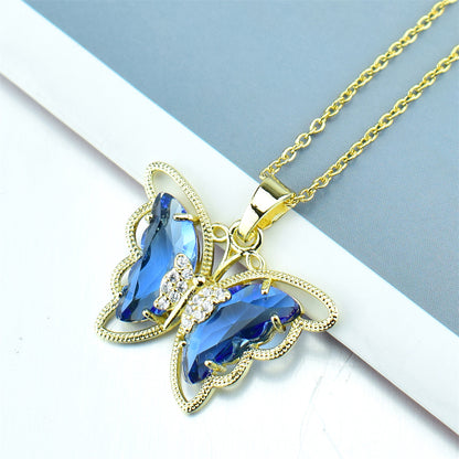Fashion Butterfly Crystal Zircon Necklace