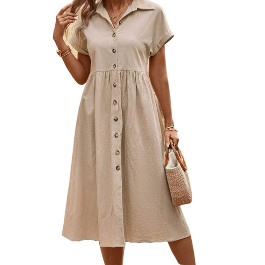 Fashion Button Shirt Dress