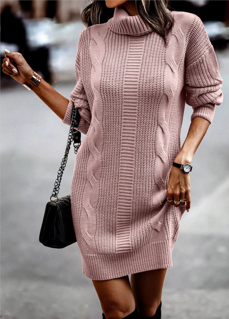 Fashion Turtleneck Narrow Sweater Dress