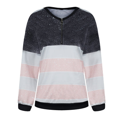 Fashion Striped Starry Sky Print Sweater