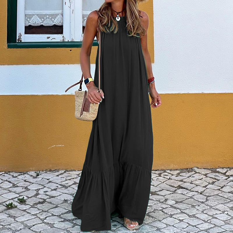 Fashion Sleeveless Halter Long Beach Dress