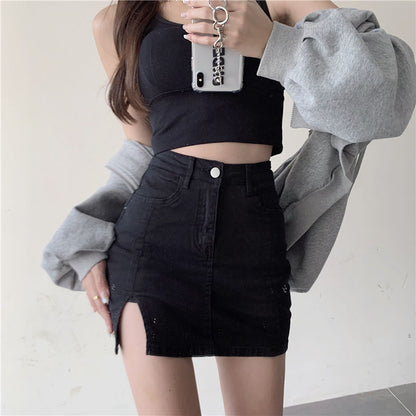 Fashion Split Denim Skort