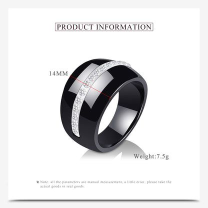Fashion Single Row Diamond-Embedded Ceramic Ring