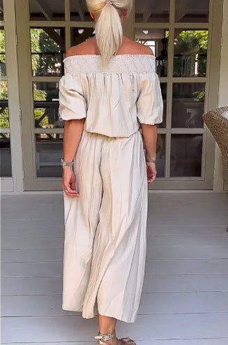 Fashion Off-shoulder Wide-leg Jumpsuit