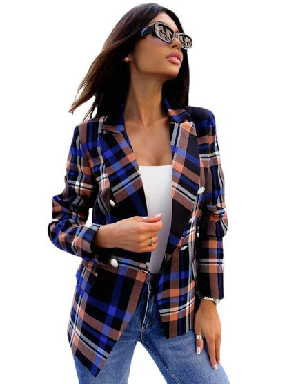 Fashion Double Breasted Geometric Pattern Jacket