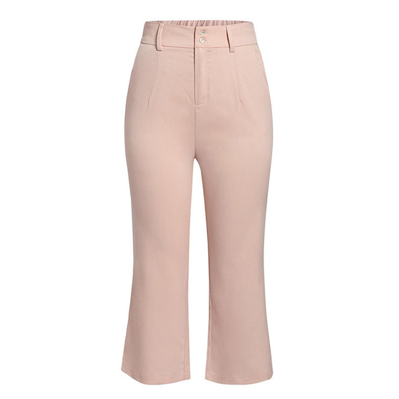 Fashion mid-waist straight-fit cropped pants