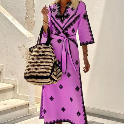 Fashion Printed Linen Bohemian Dress