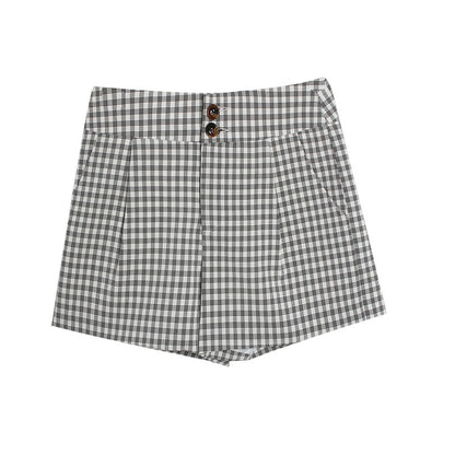 Fashion High waist plaid wide-leg shorts