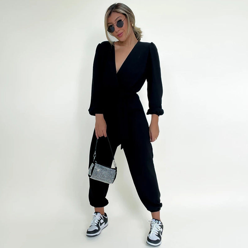 Fashion Leisure Tied High Waist Jumpsuit