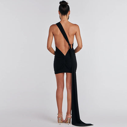 Fashion Backless One-shoulder Dress