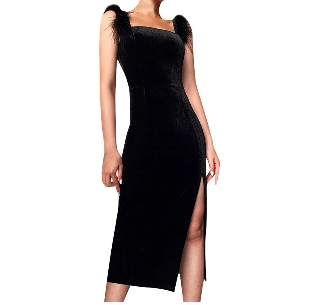 Fashion Elegant Slim Fit High Slit Midi Dress