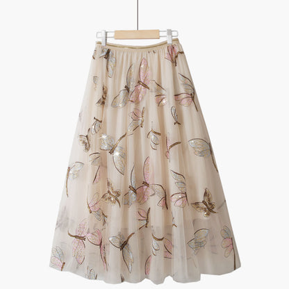 Fashion Golden Silk Retro Lace Dragonfly Skirt